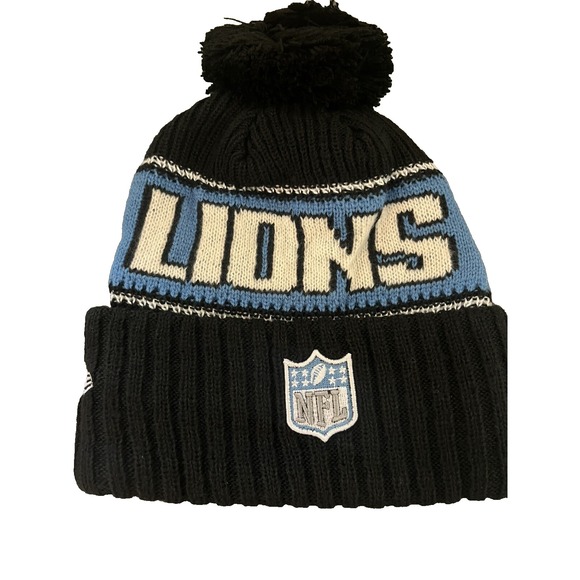 Detroit Lions Knit Winter‎ Hat Beanie New Era Cap FLEECE Lined Black NWT - Picture 4 of 5